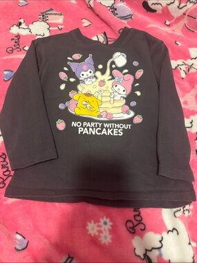 Sanrio Dark Gray Long Sleeve Tee with Pancake Party Characters